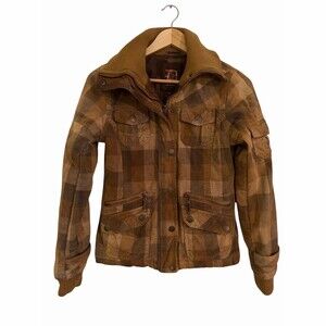 Dollhouse Women’s Brown Plaid Utility Jacket